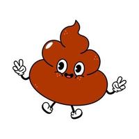 Cute funny poop jump character. Vector hand drawn traditional cartoon vintage, retro, kawaii character illustration icon. Isolated on white background. Turd character concept