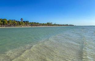 Beautiful Holbox island beach sandbank panorama turquoise water people Mexico. photo