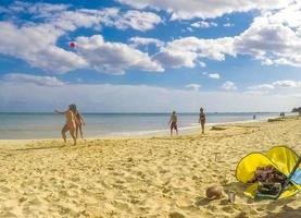 Playa del Carmen Quintana Roo Mexico 2021 People play volleyball on beach 88 Playa del Carmen Mexico. photo