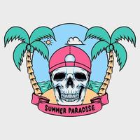 Skull summer beach vector image