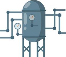 Cartoon flat illustration. Element of house, bath and toilet system. Grey tank with pipes and dial vector