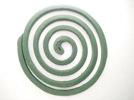 green mosquito coil in the form of a spiral isolated on a white background.close up photo