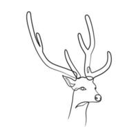 Deer continuous line art illustration. Deer one line art minimalism vector