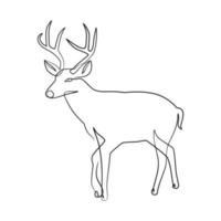 Deer continuous line art illustration. Deer one line art minimalism vector