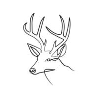 Deer continuous line art illustration. Deer one line art minimalism vector