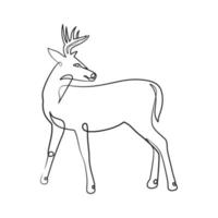 Deer continuous line art illustration. Deer one line art minimalism vector