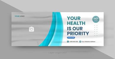 diseño de portada de banner de salud médica, diseño de banner moderno con degradado de color y fondo de textura de papel blanco pro vector