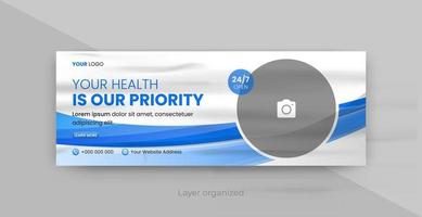 Medical health banner cover design, Modern banner design with blue color gradient and white paper texture background, Usable for banner and cover vector