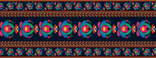 diseño de decoración de patrones sin fisuras de ikat étnico floral. alfombra de tela azteca boho mandalas decoración textil papel tapiz. Fondo de vector de bordado tradicional decorativo de flores con motivos nativos tribales