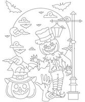 página para colorear de halloween para adultos vector gratis