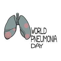 día mundial de la neumonía, representación esquemática de los pulmones humanos con lesiones e inscripción temática vector
