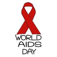 World AIDS Day. Symbolic red ribbon and themed inscription. Informing and educating the population about AIDS. vector