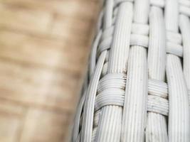 Close up photo of white artificial rattan wicker.