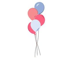 Bunch of pink and blue balloons. Pastel colors, flying balloons, birthday decoration elements. Party decor, baby shower design elements. vector