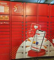 West Java, Indonesia on July 2022. Red lockers are for storing things. photo