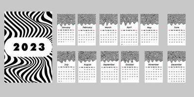 Monthly calendar template for 2023. vector