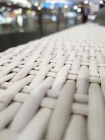 Close up photo of white artificial rattan wicker.
