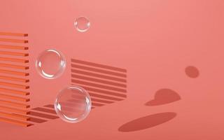 Reflection of objects rectangle and circle shape on the brown background, shadow pattern. 3Drender illustration. photo