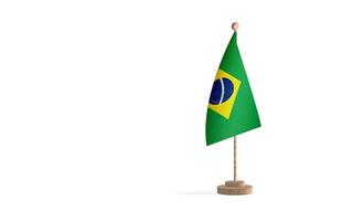 Brazilian flagpole with white space background image photo