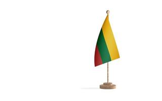 Lithuanian flagpole with white space background image photo