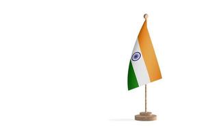 Indian flagpole with white space background image photo