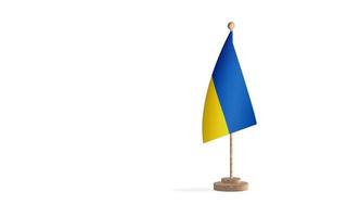 Ukraine flagpole with white space background image photo