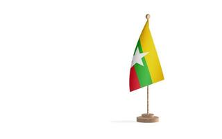 Myanmar flagpole with white space background image photo