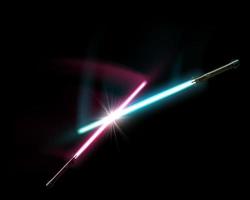 Crossed red and blue light sabers photo