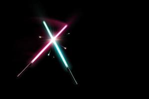 Crossed red and blue light sabers photo