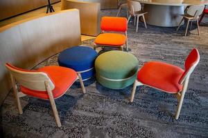 Area of Co-Working Space on social distancing with a luxury comfortable design for work as free and relax at True digital park , Thailand. Concept of creative cooperates workspace. photo