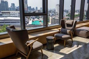 Area of Co-Working Space on social distancing with a luxury comfortable design for work as free and relax at True digital park , Thailand. Concept of creative cooperates workspace. photo