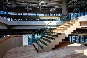 Area of Co-Working Space on social distancing with a luxury comfortable design for work as free and relax at True digital park , Thailand. Concept of creative cooperates workspace. photo