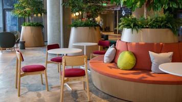 Area of Co-Working Space on social distancing with a luxury comfortable design for work as free and relax at True digital park , Thailand. Concept of creative cooperates workspace. photo