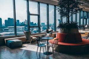 Area of Co-Working Space on social distancing with a luxury comfortable design for work as free and relax at True digital park , Thailand. Concept of creative cooperates workspace. photo
