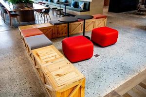 Area of Co-Working Space on social distancing with a luxury comfortable design for work as free and relax at True digital park , Thailand. Concept of creative cooperates workspace. photo