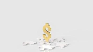 The white jigsaw and gold dollar symbol for abstract or business concept  3d rendering photo