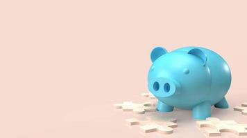 The white jigsaw and piggy bank for abstract or business concept  3d rendering photo