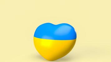 The heart Ukraine flag for peace or war concept 3d rendering photo