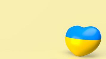 The heart Ukraine flag for peace or war concept 3d rendering photo