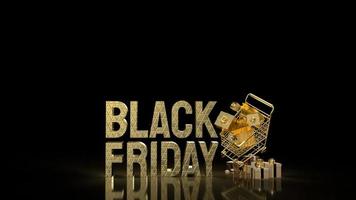 The gold shopping cart for Black Friday concept 3d rendering photo
