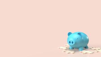 The white jigsaw and piggy bank for abstract or business concept  3d rendering photo