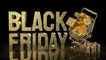 The gold shopping cart for Black Friday concept 3d rendering photo