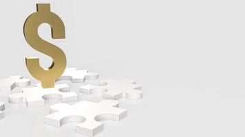 The white jigsaw and gold dollar symbol for abstract or business concept  3d rendering photo