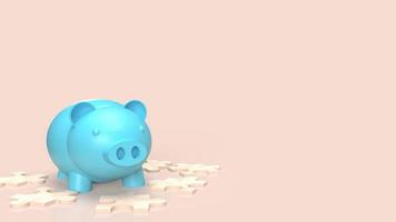 The white jigsaw and piggy bank for abstract or business concept  3d rendering photo