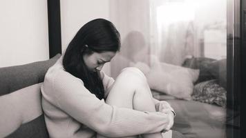 An asian woman getting anxiety and depression photo