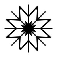 Black isolated snowflake icon silhouette on white background. Vector illustration