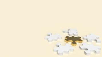 The white and gold  jigsaw for abstract or business concept  3d rendering photo