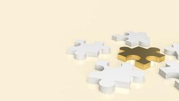 The white and gold  jigsaw for abstract or business concept  3d rendering photo