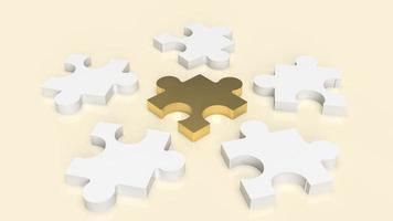 The white and gold  jigsaw for abstract or business concept  3d rendering photo