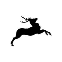 Illustration Silhouette Vector of Deer Jump Isolated White Background
